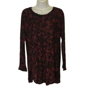 ARITZIA Wilfred La Riviere Burgundy Lace Print Top Shirt